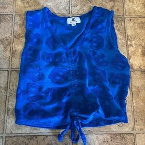Juicy Couture all over print cinched Blue Women's crop Top size medium